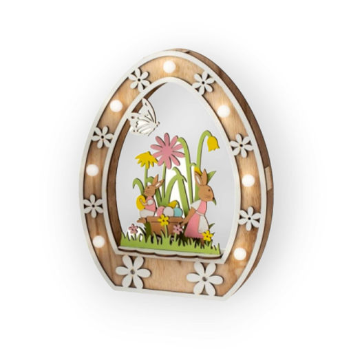 Picture of WOODEN EASTER EGG W/LED 27X22CM